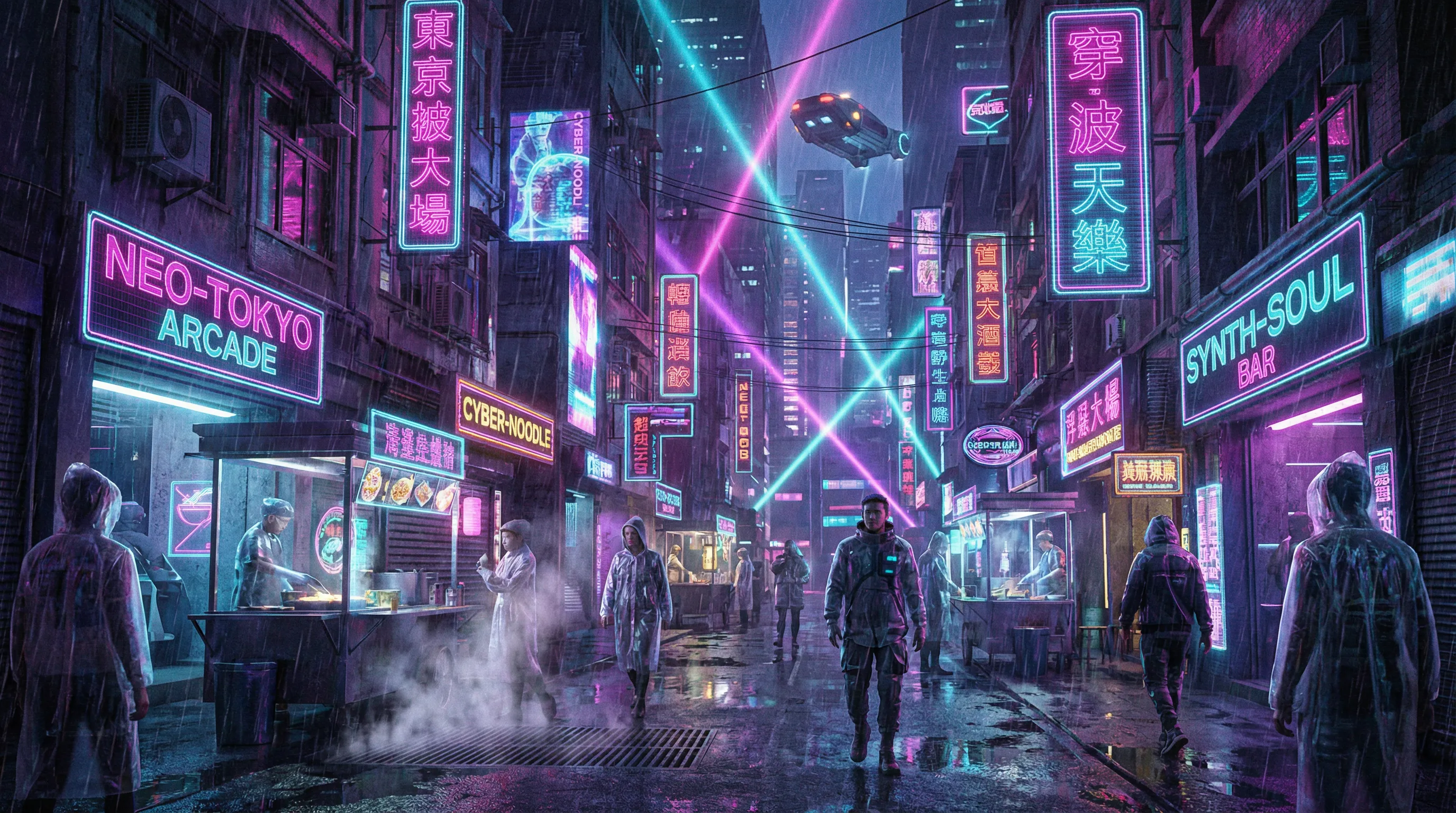 澳门新葡京赛博朋克霓虹街道夜景